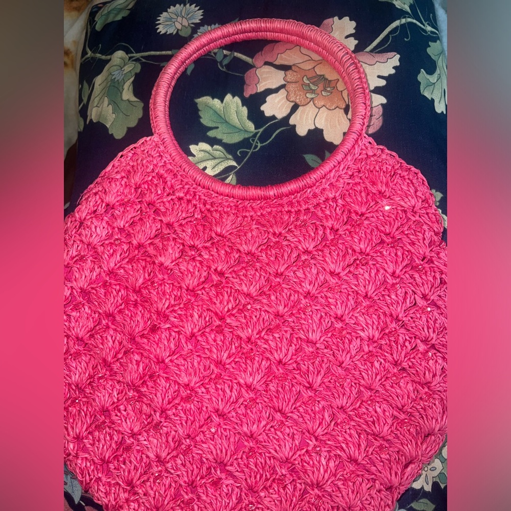 Bright pink beaded purse